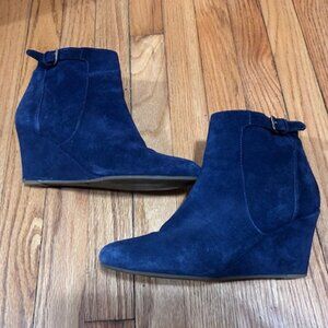 Boden brand blue suede booties - excellent used condition